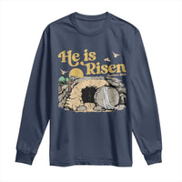 He Is Risen Long Sleeve Shirt Retro Vintage Easter Jesus Christian Apparel - Wonder Print Shop