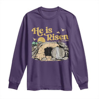 He Is Risen Long Sleeve Shirt Retro Vintage Easter Jesus Christian Apparel - Wonder Print Shop