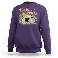 He Is Risen Sweatshirt Retro Vintage Easter Jesus Christian Apparel - Wonder Print Shop