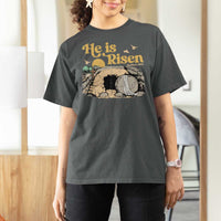 He Is Risen T Shirt For Women Retro Vintage Easter Jesus Christian Apparel - Wonder Print Shop