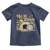 He Is Risen Toddler T Shirt Retro Vintage Easter Jesus Christian Apparel - Wonder Print Shop