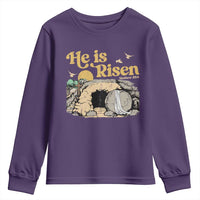 He Is Risen Youth Sweatshirt Retro Vintage Easter Jesus Christian Apparel - Wonder Print Shop