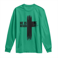 He Is Risen Long Sleeve Shirt Christian Easter Cross