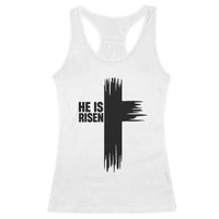 He Is Risen Racerback Tank Top Christian Easter Cross