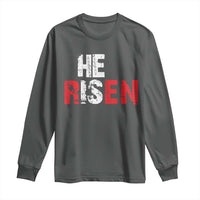 He Is Risen Long Sleeve Shirt Vintage Christian Religious Faith - Wonder Print Shop