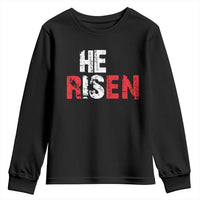 He Is Risen Youth Sweatshirt Vintage Christian Religious Faith - Wonder Print Shop