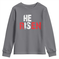 He Is Risen Youth Sweatshirt Vintage Christian Religious Faith - Wonder Print Shop