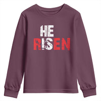 He Is Risen Youth Sweatshirt Vintage Christian Religious Faith - Wonder Print Shop