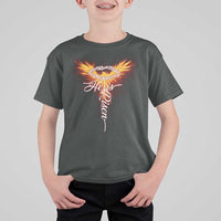 He Is Risen T Shirt For Kid Jesus Resurrection Easter Christian Cross Phoenix Rising - Wonder Print Shop