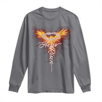 He Is Risen Long Sleeve Shirt Jesus Resurrection Easter Christian Cross Phoenix Rising - Wonder Print Shop