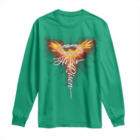 He Is Risen Long Sleeve Shirt Jesus Resurrection Easter Christian Cross Phoenix Rising - Wonder Print Shop