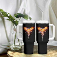 He Is Risen Tumbler With Handle Jesus Resurrection Easter Christian Cross Phoenix Rising - Wonder Print Shop