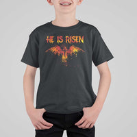 He Is Risen T Shirt For Kid Phoenix Christian Jesus Resurrection Cross - Wonder Print Shop