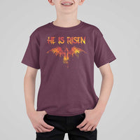 He Is Risen T Shirt For Kid Phoenix Christian Jesus Resurrection Cross - Wonder Print Shop