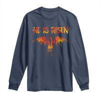 He Is Risen Long Sleeve Shirt Phoenix Christian Jesus Resurrection Cross - Wonder Print Shop
