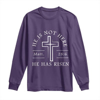 He Is Not Here He Has Risen Long Sleeve Shirt Jesus Christ Easter Cross Christian Matt 28:6