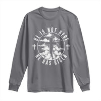 Easter Jesus Has Risen Long Sleeve Shirt Christian Bible Verse Graphic Cross 90s Style - Wonder Print Shop
