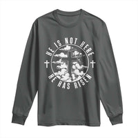 Easter Jesus Has Risen Long Sleeve Shirt Christian Bible Verse Graphic Cross 90s Style - Wonder Print Shop