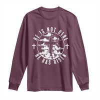 Easter Jesus Has Risen Long Sleeve Shirt Christian Bible Verse Graphic Cross 90s Style - Wonder Print Shop