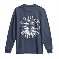 Easter Jesus Has Risen Long Sleeve Shirt Christian Bible Verse Graphic Cross 90s Style - Wonder Print Shop