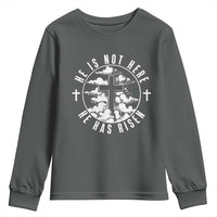 Easter Jesus Has Risen Youth Sweatshirt Christian Bible Verse Graphic Cross 90s Style - Wonder Print Shop