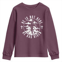 Easter Jesus Has Risen Youth Sweatshirt Christian Bible Verse Graphic Cross 90s Style - Wonder Print Shop
