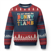 Religious Easter Ugly Christmas Sweater Retro Its Not About The Bunny Its About The Lamb - Wonder Print Shop
