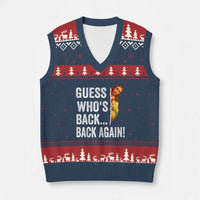 Funny Jesus Meme Quote V-Neck Knit Sweater Vest Easter Guess Whos Back Funny Religious - Wonder Print Shop