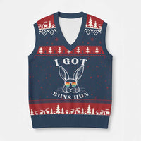 Rabbit Easter Bunny Sunglasses V-Neck Knit Sweater Vest Retro Vintage I Got Buns Hun Funny Jokes - Wonder Print Shop