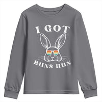 Rabbit Easter Bunny Sunglasses Youth Sweatshirt Retro Vintage I Got Buns Hun Funny Jokes - Wonder Print Shop