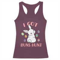 Rabbit Easter Bunny Sunglasses Racerback Tank Top I Got Buns Hun Funny Jokes - Wonder Print Shop