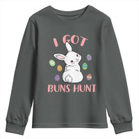 Rabbit Easter Bunny Sunglasses Youth Sweatshirt I Got Buns Hun Funny Jokes - Wonder Print Shop