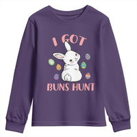 Rabbit Easter Bunny Sunglasses Youth Sweatshirt I Got Buns Hun Funny Jokes - Wonder Print Shop