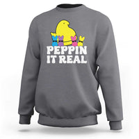 Easter Bunny Sweatshirt Peepin It Real Rabbit Candy Easter - Wonder Print Shop