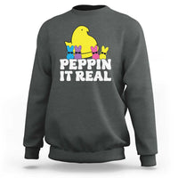 Easter Bunny Sweatshirt Peepin It Real Rabbit Candy Easter - Wonder Print Shop