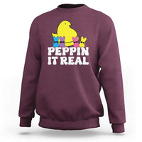 Easter Bunny Sweatshirt Peepin It Real Rabbit Candy Easter - Wonder Print Shop