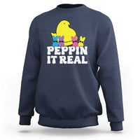 Easter Bunny Sweatshirt Peepin It Real Rabbit Candy Easter - Wonder Print Shop