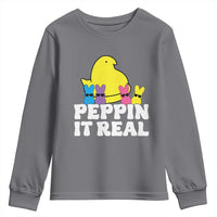Easter Bunny Youth Sweatshirt Peepin It Real Rabbit Candy Easter - Wonder Print Shop