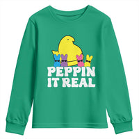 Easter Bunny Youth Sweatshirt Peepin It Real Rabbit Candy Easter - Wonder Print Shop