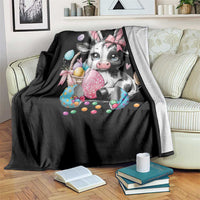 Easter Day Cow Throw Blanket Cute Cow Bunny Heifer - Wonder Print Shop