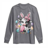 Easter Day Cow Long Sleeve Shirt Cute Cow Bunny Heifer - Wonder Print Shop
