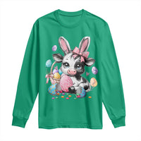 Easter Day Cow Long Sleeve Shirt Cute Cow Bunny Heifer - Wonder Print Shop