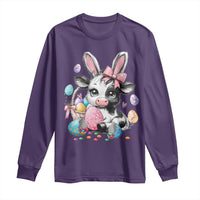 Easter Day Cow Long Sleeve Shirt Cute Cow Bunny Heifer - Wonder Print Shop
