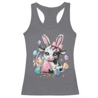 Easter Day Cow Racerback Tank Top Cute Cow Bunny Heifer - Wonder Print Shop