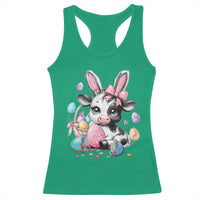 Easter Day Cow Racerback Tank Top Cute Cow Bunny Heifer - Wonder Print Shop