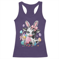 Easter Day Cow Racerback Tank Top Cute Cow Bunny Heifer - Wonder Print Shop