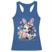 Easter Day Cow Racerback Tank Top Cute Cow Bunny Heifer - Wonder Print Shop