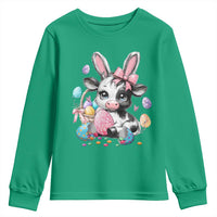 Easter Day Cow Youth Sweatshirt Cute Cow Bunny Heifer - Wonder Print Shop