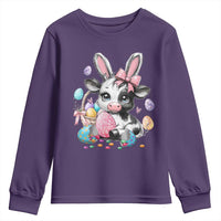 Easter Day Cow Youth Sweatshirt Cute Cow Bunny Heifer - Wonder Print Shop