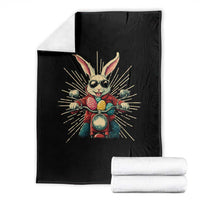 Biker Bunny Throw Blanket Retro Easter Day Rabbit Ride Motorcycles Motorbike - Wonder Print Shop